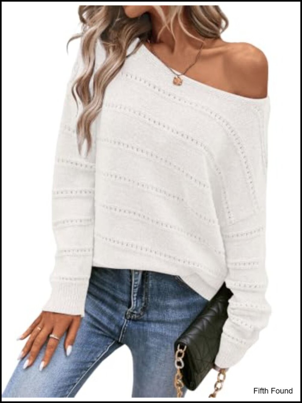Off Shoulder Batwing Knit Sweater Oversized Pullover
